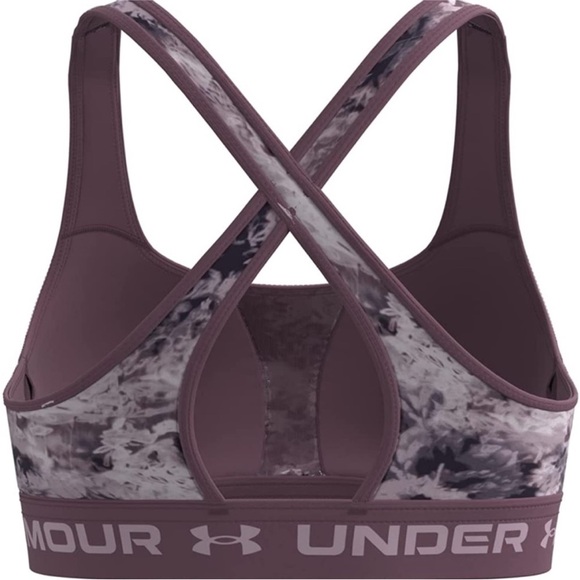 Under Armour Women's Marble Print Crossback Sports Bra - Purple and Black - Picture 2 of 9